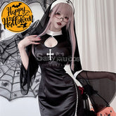 【In Stock】Halloween Cosplay Nun Vampire Gothic Black Costume Adult Stage Performance Costumes